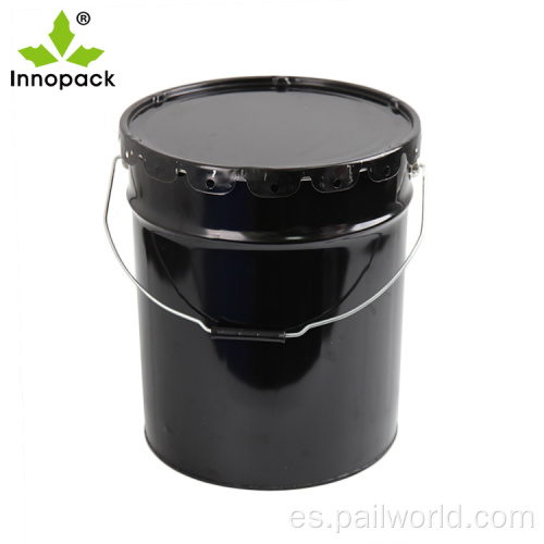Cubo de metal negro de 5gallon con tapa y mango